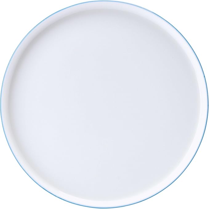 Mikasa Samantha 12 Piece Bone China Dinnerware Set Service for 4 Flat Plates and Bowl with Blue Rim Chip-Resistant Lightweight Elegant and Durable White
