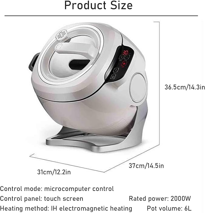 Automatic Cooking Machine 6L Auto Cooking Wok Fried Rice Machine - Smart Start Three Speed AdjustableRotation - Ideals for Stir Frying