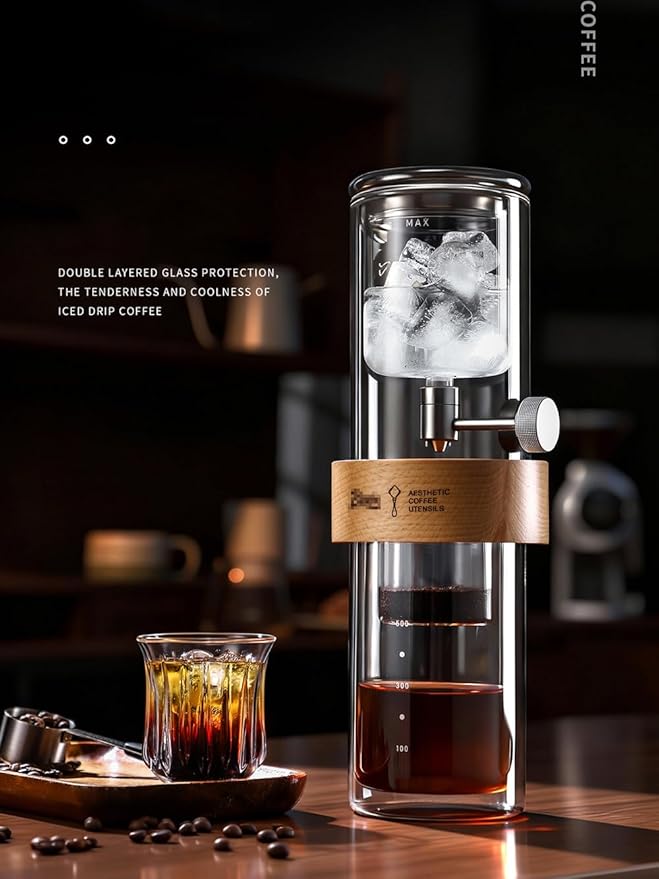 Cold Brew Coffee Maker 15oz Slow Drip Ice Coffee Maker Borosilicate Glass Pour Over Drip Coffee Brewer for Home Coffee Bar Accessories