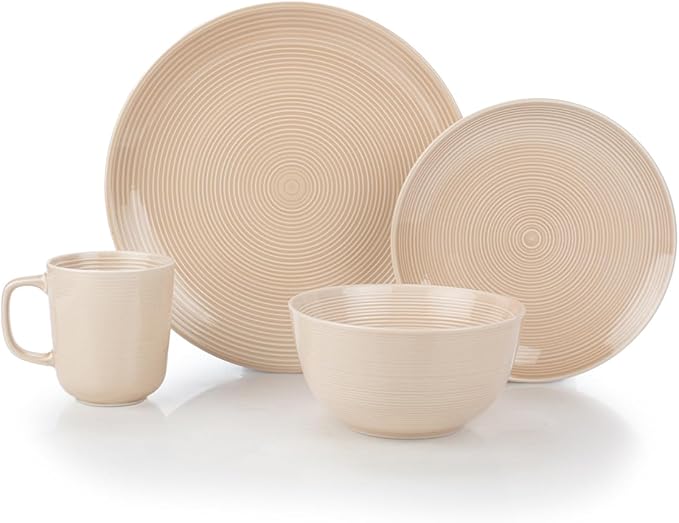 Everything Kitchens Colorful Glazed 16-Piece Dinnerware Set | Blush Pink