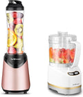 La Reveuse 300W Personal Size Blender (Pink) + La Reveuse 2-Cup Mini Food Chopper (White)