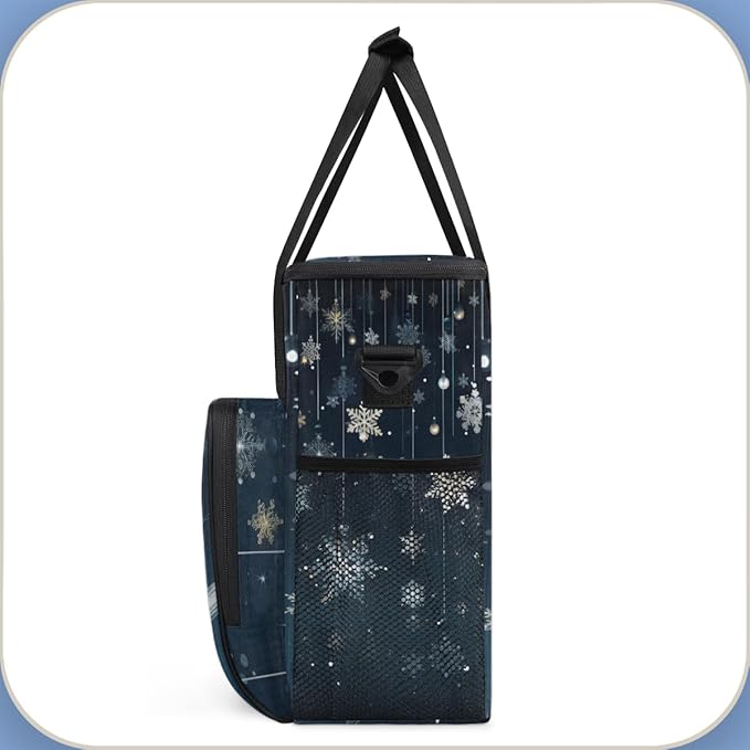Christmas Snowflakes Coffee Maker Carrying Bag Watercolor Snowflakes Travel Storage Bag Compatible with K-Mini or K-Mini Plus Single Serve Coffee Brewer Carrying Case with Pockets &amp Shoulder Str