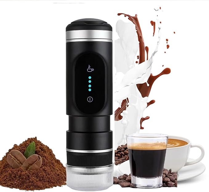 Portable Espresso Maker Compact Battery Operated Coffee Maker for Travel or Camping Black 80ml Capacity