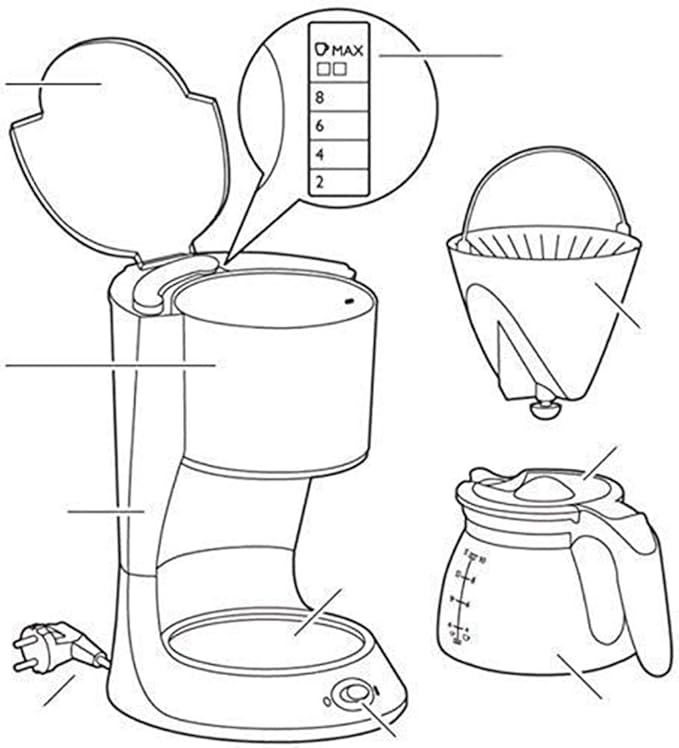 Coffee Machine Filter Coffee Machine Anti-drip Design Detachable Filter And Hot Plate Anti-dry ProtectionEspresso Pot