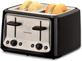 Toastmaster 4 Slice Toaster Black &amp Stainless Steel Extra Wide Bagel Slots
