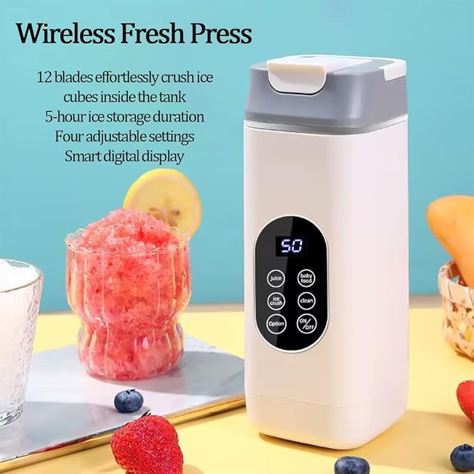 Portable Blender with 4 Gear Modes and Smart Digital Display 420Ml Juicer Cup Usb Rechargeable Leakproof-lid and Sip Spout Travel Sports Gym