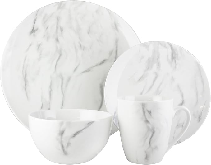 American Atelier Matisse Gray Smoke 16 Piece Round Dinnerware Set 10.5x10.5