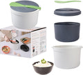 Microwave Rice Cooker Steamer Set: 2L Microwave Pasta Cooker with Rice Spoon Lid Strainer Non-stick Rice Cooker Steaming Pot for Rice Pasta Vegetables Quinoa Oatmeal Ramen (Green)