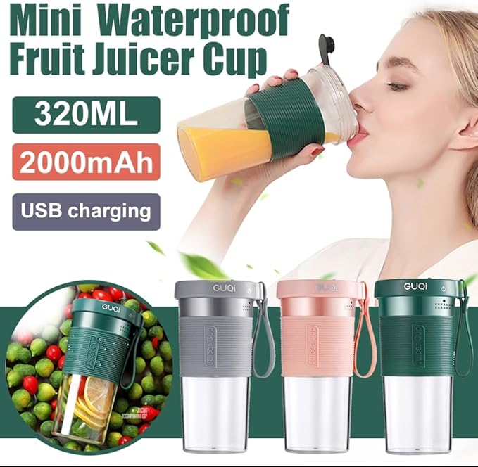 Portable Rechargeable Electric Blender Mini USB Fruit Juicer (Silver)