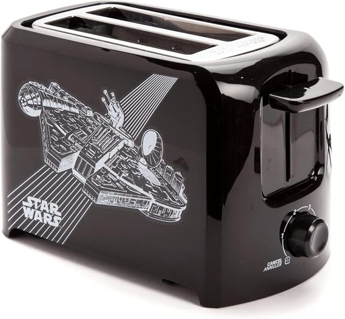 Star Wars 2-Slice Toaster with Ships from Select Brands - Kitchen Essential with Hinged Crumb Tray &amp Self-Centering Slots - Breakfast &amp Sandwich Toast Maker - Two Slice Toaster with Bread Lift