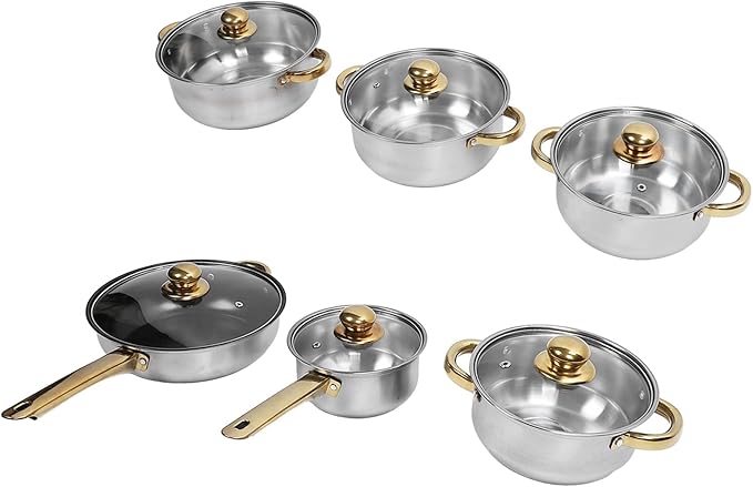 Focket Stainless Steel Cookware Set Nonstick Frying Pan with Glass Lid for Home Kitchen Induction Cooker Restaurant Restaurant (#1)