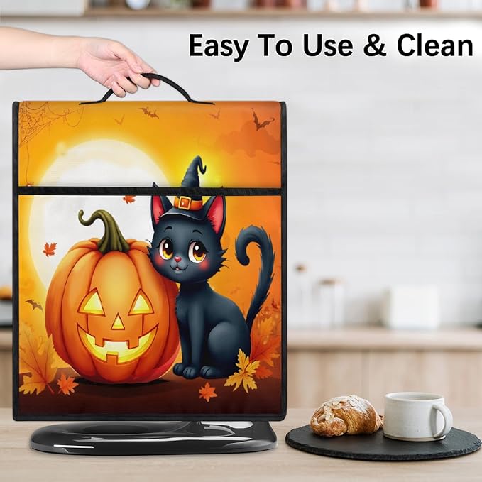 cfpolar Kitchen Aid Mixer Cover Compatible with 6-8 Quarts Halloween Cute Cat Pumpkin Stand Mixer Cover Kitchen Aid Mixers Accessories Appliance Organizer Bag Dust Covers with Zipper Pocket