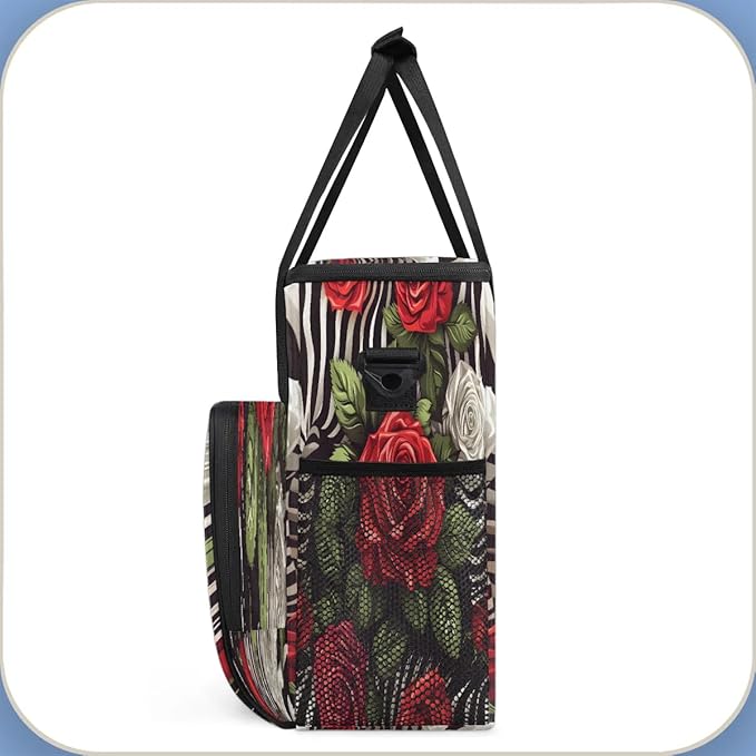 Zebra Print Roses Coffee Maker Travel Bag for K-Mini or K-Mini Plus Single Serve Coffee Brewer Portable Storage Tote Case for Tarvel