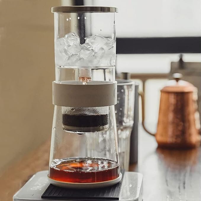 Ice Drip Coffee Maker 14oz Cold Brew Coffee Smooth Dripper Slow Cold Drip Iced Coffee Concentrate Brewer with Adjustable Water Flow Stainless Steel Filter