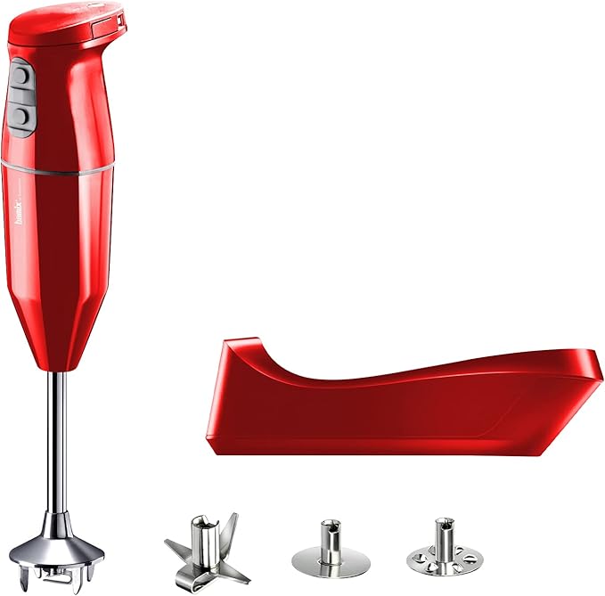 bamix® of Switzerland Cordless Basic Stick Blender/Immersion Blender Red – Multipurpose Blade Beater Whisk