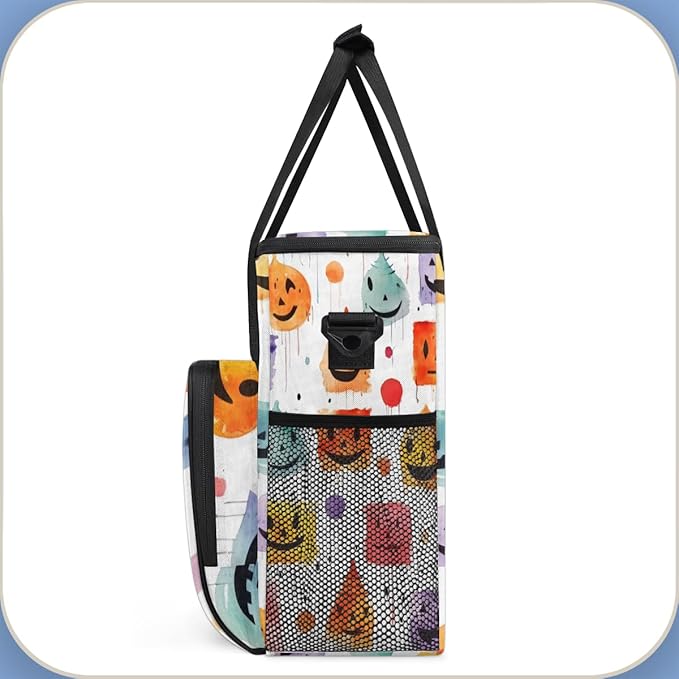 Spooky Ghosts Coffee Maker Carrying Bag Abstract Ghosts Travel Storage Bag Compatible with K-Mini or K-Mini Plus Single Serve Coffee Brewer Carrying Case with Multiple Pockets &amp Shoulder Strap
