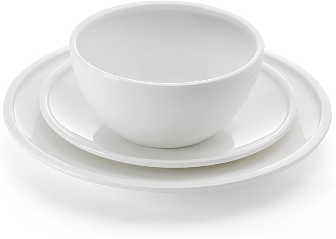 Mikasa Colter Bone China Lightweight Chip Resistant 12 Piece Dinnerware Set Service for 4 White