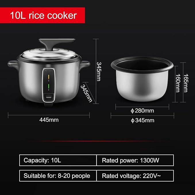 Commercial Rice Cooker Large Capacity Rice CookerHigh-Efficiency Large Rice Cooker for RestaurantsHotels and Catering for 8-48people Rice Cooker10L-1300W10L-1300W