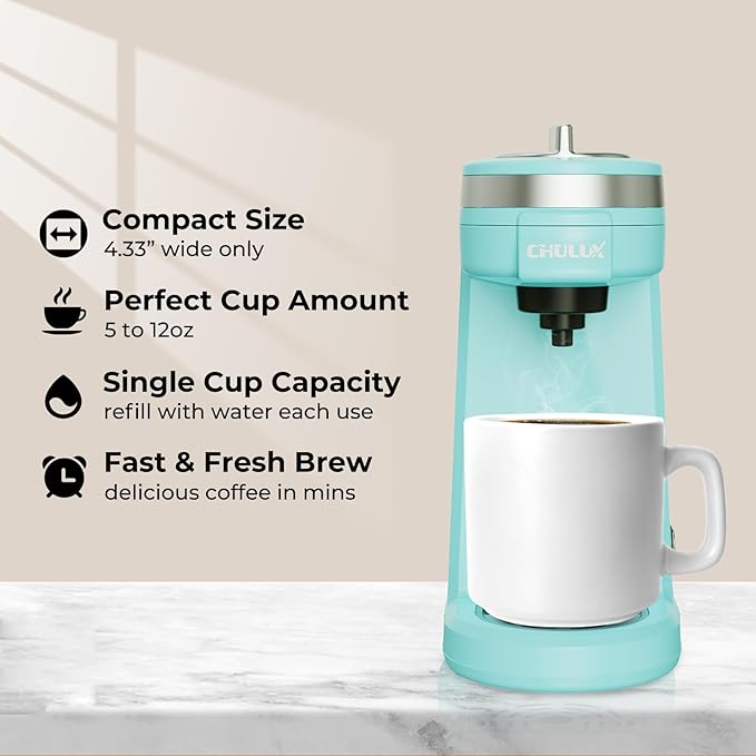CHULUX Mini Coffee Maker for K Capsule Single Serve Coffee Maker for One Cup Americano Lightweight Pod Coffee Machine Aqua