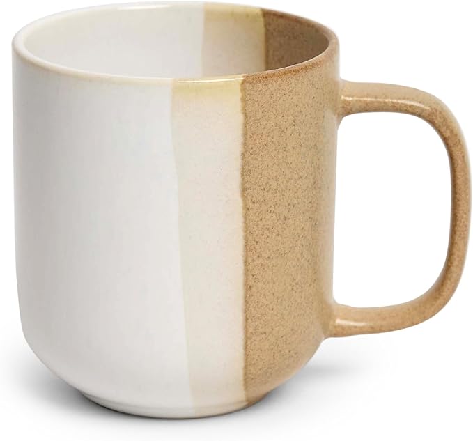 SANGO Phoebe Caramel/White Coffee Mugs Set of 4 15 oz Stoneware Coffee Mug Set Big Glossy Ceramic Tea Cup for Cappuccino Latte Cocoa Large Coffee Cups with Handle Microwave &amp Dishwasher Safe