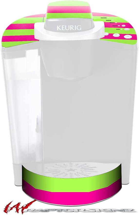 Decal Style Vinyl Skin compatible with Keurig K40 Elite Coffee Makers Psycho Stripes Neon Green and Hot Pink (COFFEE MAKER NOT INCLUDED)