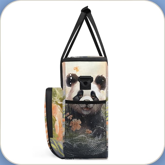Panda Coffee Maker Carrying Bag Orange Flower Portable Travel Storage Tote Bag Compatible with K-Mini or K-Mini Plus Single Serve Coffee Brewer Carrying Case with Multiple Pockets &amp Shoulder Str