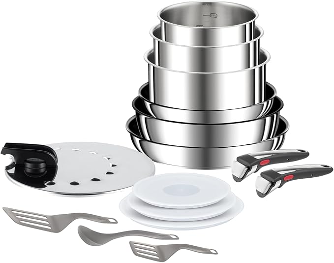 Tefal Ingenio Preference ON 15 piece Non-Stick Pan Set 22&amp26cm Frying Pans 16&amp18&amp20cm Saucepans 24cm Sautepan Stainless Steel Universal Lid 16&amp18&amp20cm Hermetic LidsUtensils