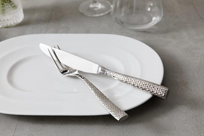 FORTESSA Lucca 18/10 Stainless Steel Flatware 20 Piece Place Setting With Table Knives Forks and Spoons (Service For 4) Dishwasher Safe Polished