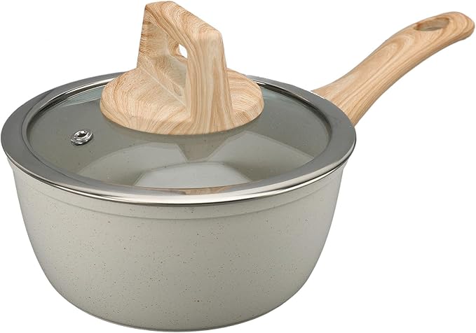 Diydeg Kitchen Cookware Set Includes 5pcs White Pots and Pans Tong Spatula Ladle Non Stick Baking Pan Frying Pans Saucepan Grill Pan Induction Kitchen Cooking Set Dishwasher
