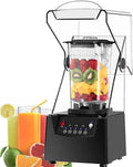 Commercial Quiet Blender Professional High Speed Countertop Blender with Durable Stainless Steel Blades and Soundproof Cover 5 Speeds Adjustable for Ice Crushing