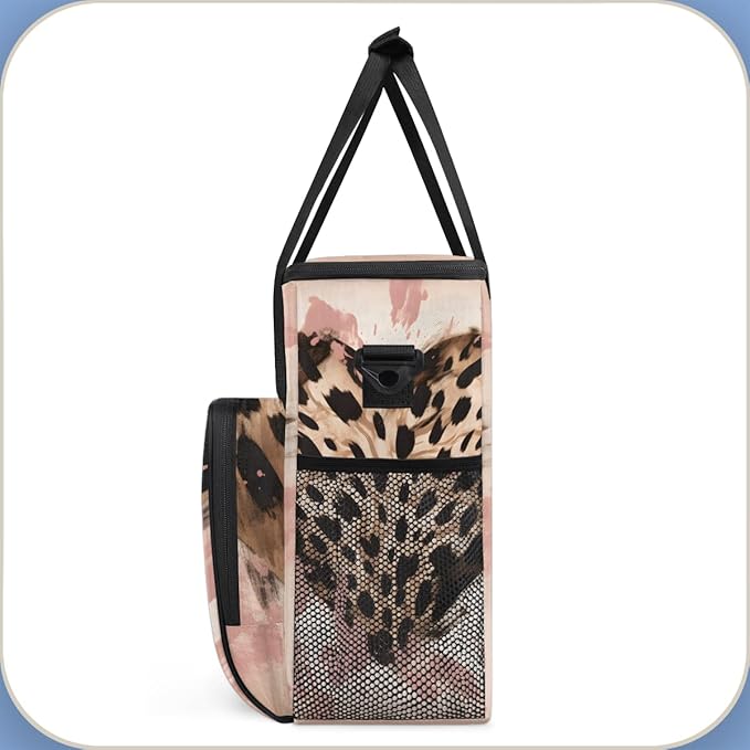 Leopard Heart Coffee Maker Carrying Bag Portable Travel Storage Tote Bag Compatible with K-Mini or K-Mini Plus Single Serve Coffee Brewer Carrying Case with Multiple Pockets &amp Shoulder Strap