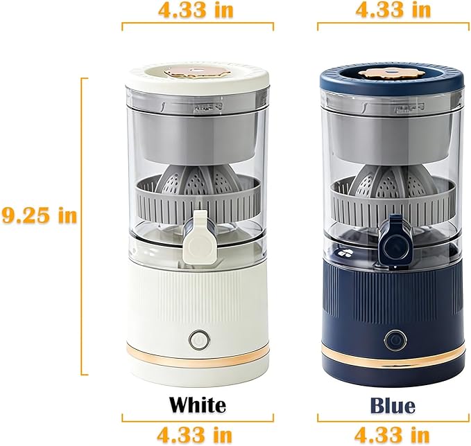 Portable Juicer Blender Electric Fruit Juicer with 4.3in Wide Mouth 90% High Juice Yield Electric Fruit Juicers600ml Rechargeable for Travel &amp Office(Blue)
