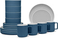 Noritake ColorTrio Blue 16-Piece Stax Dinnerware Set Service for 4