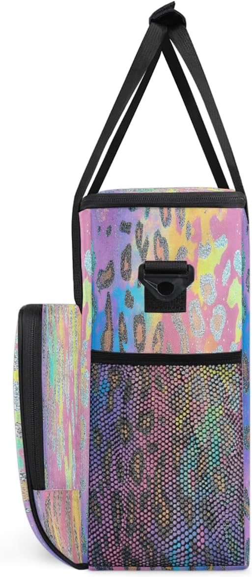 Gold Pink Leopard Print Coffee Maker Carring Bag Travel Carrying Storage Tote Bag Compatible with Keurig K-Mini or K-Mini Plus Portable Single Serve Coffee Brewer Case with Pockets for K-cup Pods