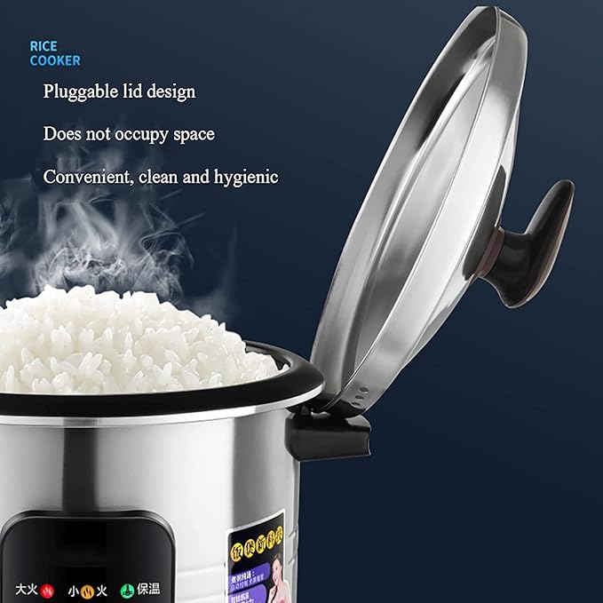 Rice Cooker with Steamer Stainless Steel Rice Cooker Non-Stick LinerAdjustable Temperature for 1-11 People (3L) ()