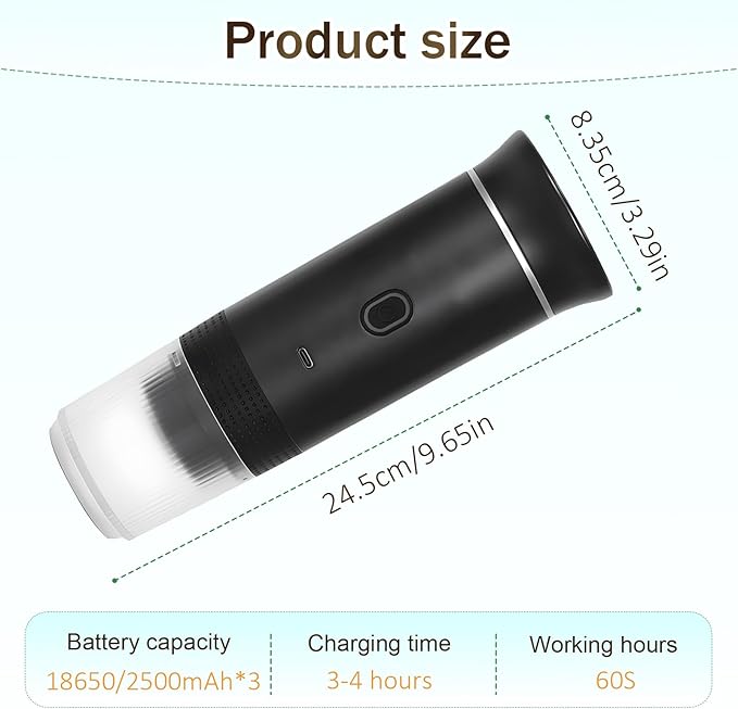 3-in-1 Portable Coffee Maker Self-Heating Espresso Machine USB Rechargeable Travel Coffee Maker Compact for Office Travel Camping - Black