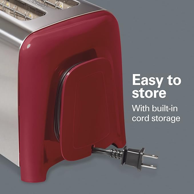 Hamilton Beach 2 Slice Toaster with Extra Wide Slots Shade Selector Auto-Shutoff Cancel Button and Toast Boost Red