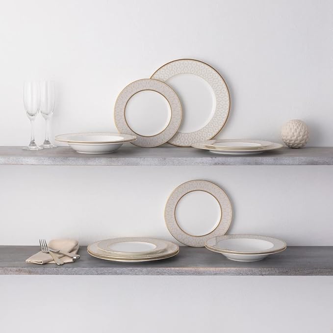 Noritake Noble Pearl 12-Piece Dinnerware Set Service for 4