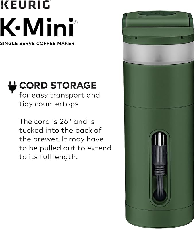 Keurig K-Mini Single Serve Coffee Maker with 6-12Oz Cup Sizes Quick Brewing and Removable Drip Tray (Evergreen Renewed)
