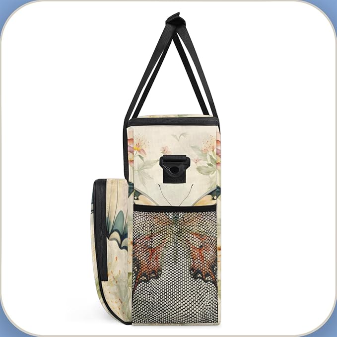 Retro Butterfly Coffee Maker Carrying Bag Cute Butterfly Travel Storage Bag Compatible with K-Mini or K-Mini Plus Single Serve Coffee Brewer Carrying Case with Multiple Pockets &amp Shoulder Strap