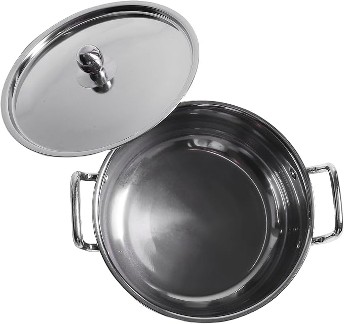 Cookware Set Multilayer Base Design Multi Size Cooking Solution Dishwasher Safe Ergonomic Handle Multipurpose Kitchen Pot with Thickened Polished Stainless Steel for Family