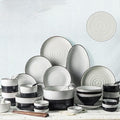 42-Pieces Dinnerware Sets Japanese-Style Porcelain Tableware Set With Plates Bowls And Dish Ceramic Dinner Set For Home Kitchen And Dinning Microwave Dishwasher