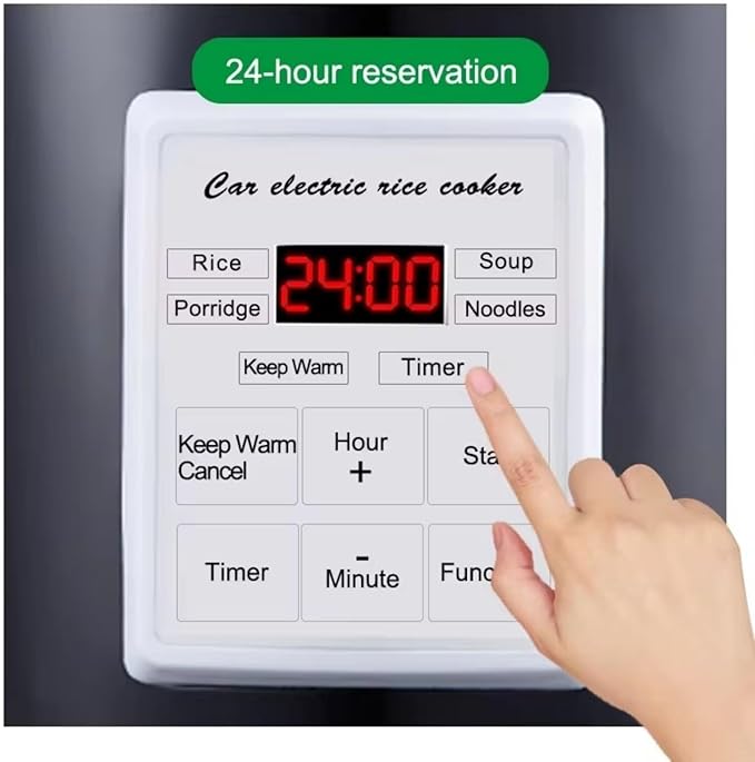 Travel Friendly 12V/24V Rice Cooker Heating Lunch Box Meal Heater Warmer 1.6L Capacity Metal Texture for Car and Homes Car and Home Use Rice Cooker