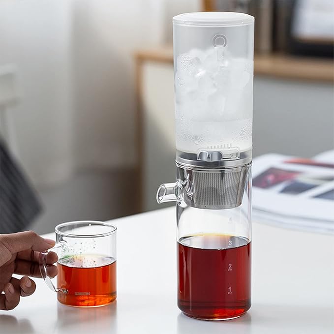 Ice Cold Brew Coffee Maker 400ml Portable Reusable Ice Drip Coffee Filter Glass Percolators Espresso Kitchen Tools Pot Ice Cafe MakerWhite