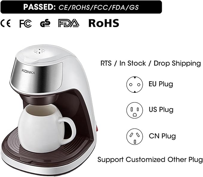 Portable Mini Coffee Maker Machine - Automatic Drip Coffee Maker for Home and Office - Easy Operation Electric Coffee Brewer