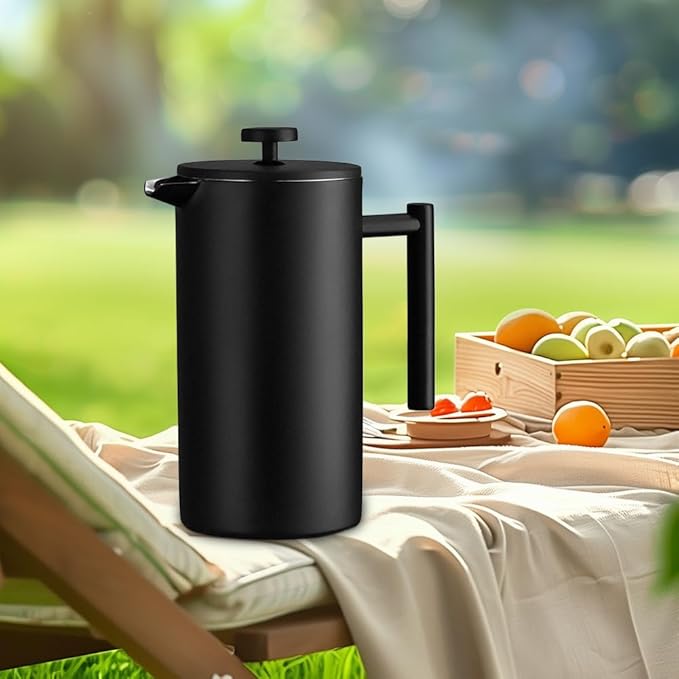 Stainless Steel French Press Coffee Maker 1000ml Double Wall Insulation Coffee Press Easy Press Cafe Brewed Coffeeware with 3 Fil ters Double Walled Large Coffee Press for Bar Cafe Home