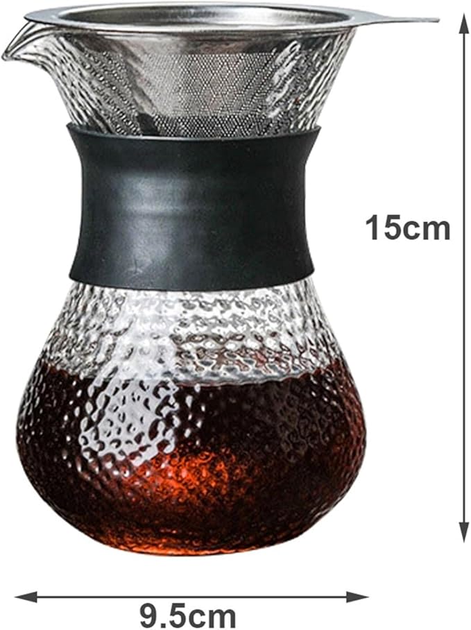 400ml Hand Drip Coffee Maker Manual Pour Over Coffee Dripper With Glass Pot Stainless Steel Coffee Maker For Home Office Camping