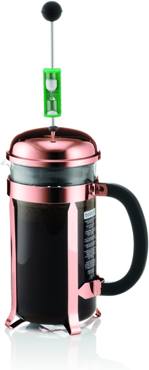 BODUM Chambord 8 Cup French Press Coffee Maker Copper 1.0 l 34 oz Pavina Glass Set 2 Pieces