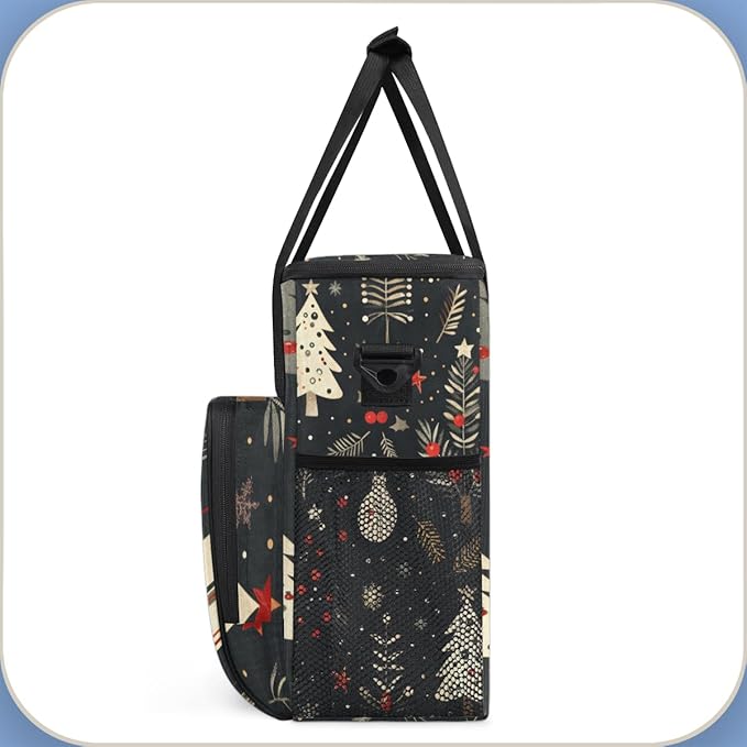 Graffiti Xmas Tree Coffee Maker Carrying Bag Portable Travel Storage Tote Bag Compatible with K-Mini or K-Mini Plus Single Serve Coffee Brewer Carrying Case with Multiple Pockets &amp Shoulder Stra
