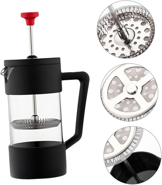 VALICLUD 350ml Manual Press Coffee Maker Heat-resistant Glass Coffee Pot Stainless Steel Filter Suitable for Home Brewing and Tea Brewing
